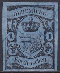 1859  Freimarke: Oldenburgisches Staatswappen mit Herzogkrone