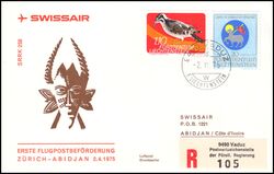 1975  Erste Direkte Luftpost-Abfertigung Zrich - Abidjan ab Liechtenstein