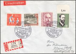 1957  Mischfrankatur BRD und Berlin auf R-Brief