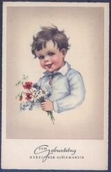 Geburtstagskarte - Junge mit Blumen