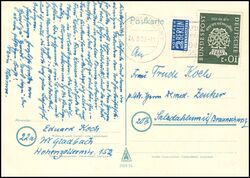 1950  Einzelfrankatur auf Postkarte