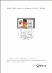 1989  Postamtliches Erinnerungsblatt - Inkrafttreten Poststrukturgesetz