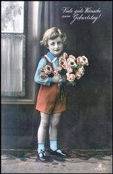Geburtstagskarte - Kind mit Blumenstrau