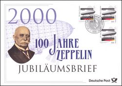 2000  Jubilumsbrief  - 100 Jahre Zeppelin-Luftschiffe