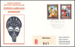 1975  Erste Direkte Luftpost-Abfertigung Zrich - Abidjan ab Liechtenstein