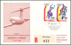 1976  Erste Direkte Luftpost-Abfertigung Zrich - Rabat ab Liechtenstein