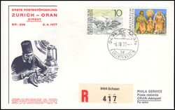 1977  Erste Postbefrderung Zrich - Oran ab Liechtenstein