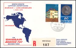 1978  Erste Direkte Luftpost-Abfertigzng Zrich - Los Angeles ab Liechtenstein
