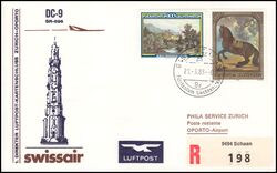 1983  Erster Direkter Luftpost-Kartenschlu DC-9 Zrich - Oporto ab Liechtenstein