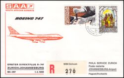 1985  Erster Direktflug Boeing 747 Zrich - Johannesburg ab Liechtenstein