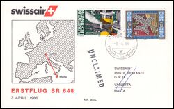 1986  Erstflug SR 648 Zrich - Malta ab Liechtenstein