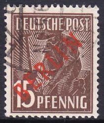 1949  Freimarken: Rotaufdruck  Berlin  15 Pfennig
