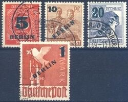 1949  Freimarken: Grnaufdruck Berlin - kompl.