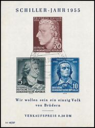 1955  150. Todestag von Friedrich Schiller - Block