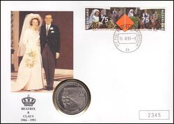 1991  Numisbrief - 25. Hochzeitstag von Knigin Beatrix und Prinz Claus