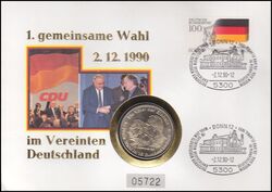 1990  Numisbrief - 1. gemeinsame Wahl im Vereinten Deutschland