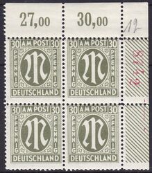 1945  Freimarke: AM-Post  deutscher Druck mit Bogenzhler