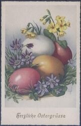 Herzliche Ostergre - Ostereier mit Blumen