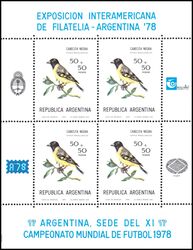 Argentinien 1978  Briefmarkenausstellung ARGENTINA `78 - Vgel