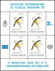 Argentinien 1978  Briefmarkenausstellung ARGENTINA `78 - Vgel