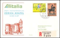 1974  Erste Postbefrderung Zrich - Neapel ab Liechtenstein