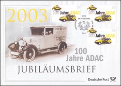 2003  Jubilumsbrief  - 100 Jahre ADAC