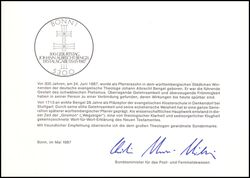 1987  Ministerkarte - 300. Geburtstag von Johann Albrecht Bengel