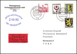 1991  Mischfrankatur auf Express-Brief