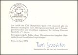 1976  Ministerkarte - Olympische Sommerspiele