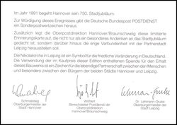 1991  Faltkarte - 750 Jahre Hannover