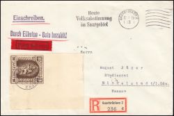 1935  Einzelfrankatur auf Einschreibebrief per Eilzustellung