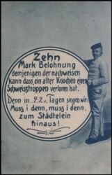 Scherzkarte - Zehn Mark Belohnung