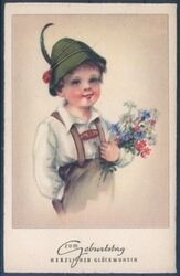 Geburtstagskarte - Junge mit Blumen