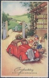 Geburtstagskarte - Kinder mit Auto