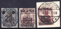 1921  Freimarken mit Aufdruck der neuen Wertstufen