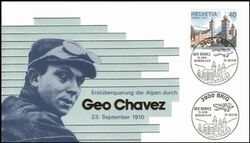 1985  Erstüberquerung der Alpen durch Geo Chavez