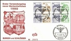 1980  Freimarken: Burgen & Schlösser Markenheftchen - 1. Verwendungstag