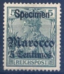 Marokko - 1905  Freimarke der Reichspost-Ausgabe mit Aufdruck  "SPECIMEN"