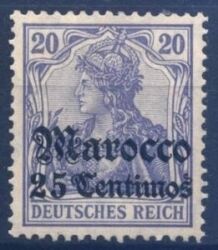 Marokko - 1906  Freimarke mit Aufdruck "Marocco" mit Wz.