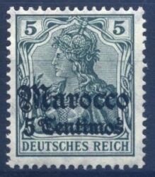 Marokko - 1906  Freimarke mit Aufdruck "Marocco" mit Wz.