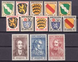 1945  Wappen der Länder der franz. Zone und Deutsche Dichter