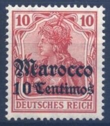 Marokko - 1906  Freimarke mit Aufdruck "Marocco" mit Wz.