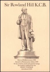 Erinnerungskarte mit Abbildung von Sir Rowland Hill