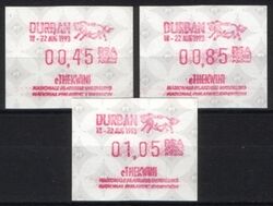 Sdafrika 1993  Automatenmarken: Briefmarkenausst. DURBAN `93