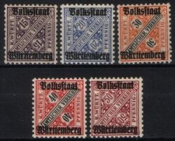 1919  Dienstmarken: Wertziffern mit Aufdruck