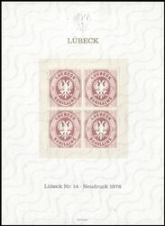 1978  Neudruckblock - Lbeck Nr. 14