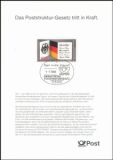 1989  Postamtliches Erinnerungsblatt - Inkrafttreten...