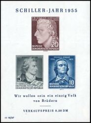 1955  150. Todestag von Friedrich Schiller - Block