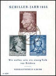 1955  150. Todestag von Friedrich Schiller - Block