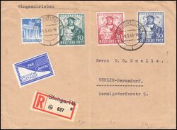 1949  Mischfrankatur per Einschreiben auf Luftpostbrief